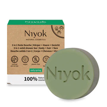 Jabón de ducha 3 en 1 Niyok: Cuerpo + Cabello + Rostro, Primavera – 80 g