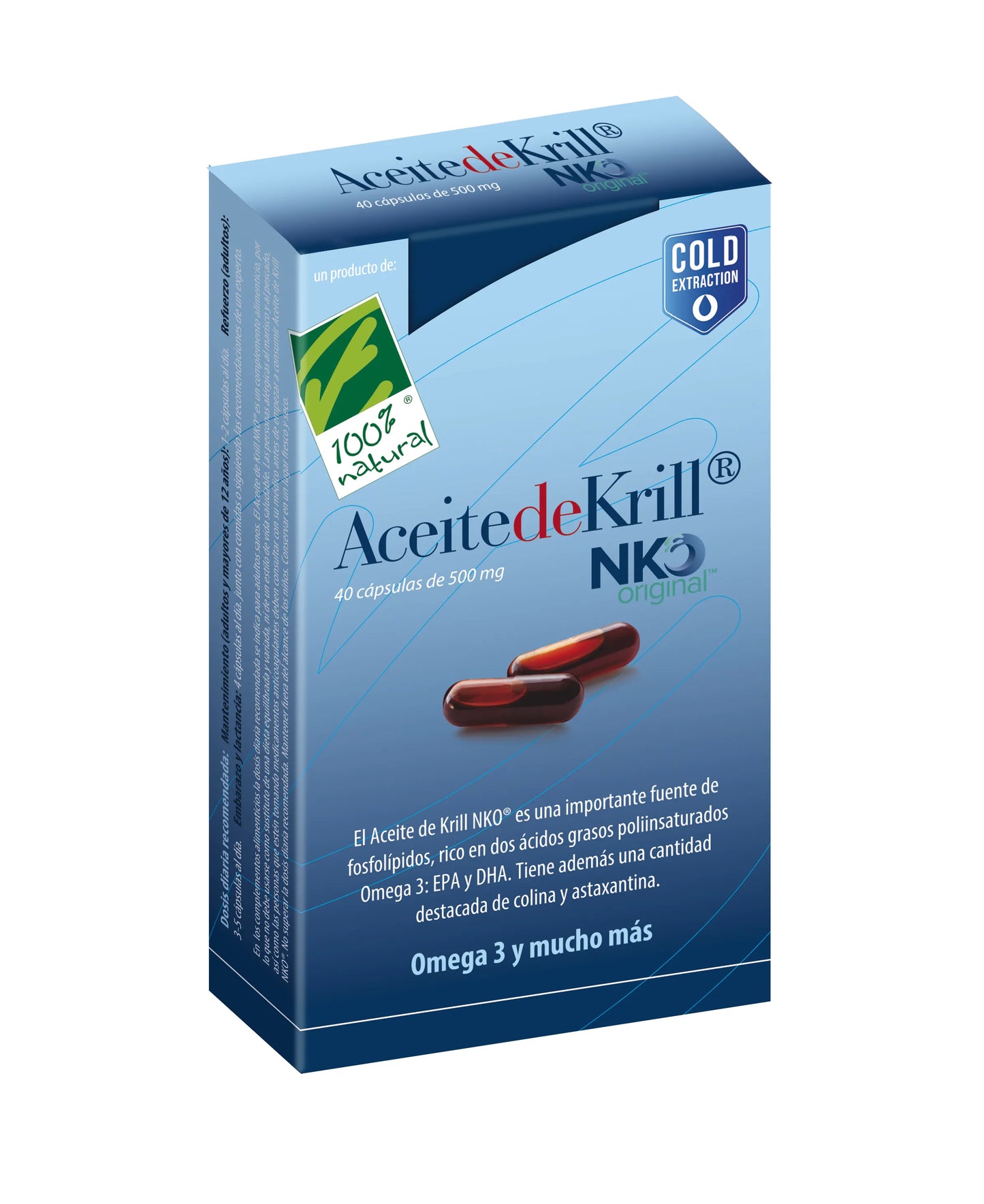 100%natura Aceite De Krill Nko 40 Cápsulas 500 Mg