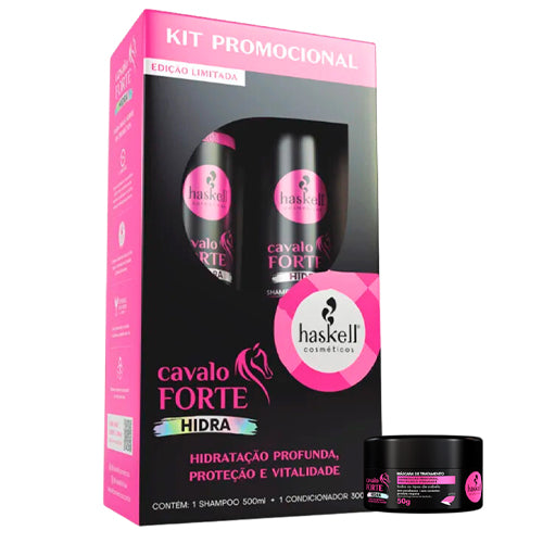 Haskell Pack Hidra Cavalo Forte Shampoo 500ml+Condicionador 500ml + Mascara 50gr