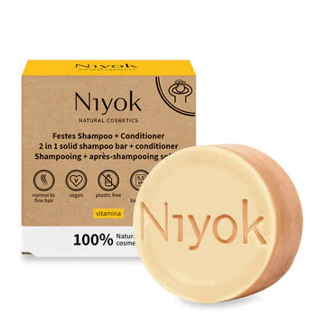 Niyok Champô & Amaciador Sólido (2 em 1) - Vitamina – 80 g