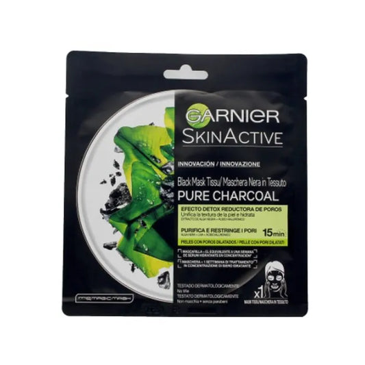 Mascarilla negra de tejido Garnier SkinActive con carbón puro (1 unidad)