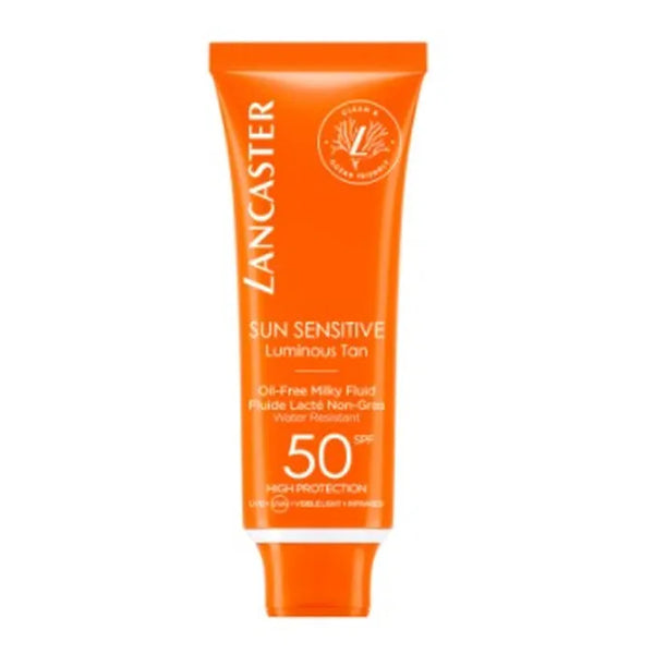 Fluido lechoso bronceador luminoso Lancaster Sun Sensitive, sin aceite, FPS 50, 50 ml