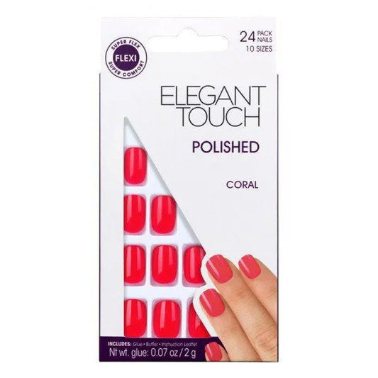 Uñas elegantes de color base con pegamento Squoval Midnight Black 24 U