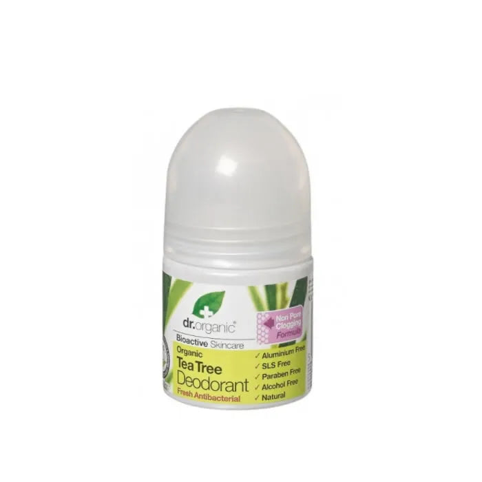 Desodorante roll-on de árbol de té orgánico Dr. Organic, 50 ml