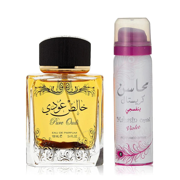 Lattafa Pure Oudi Eau De Parfum 100ml Spray Deodorant 50ml Spray