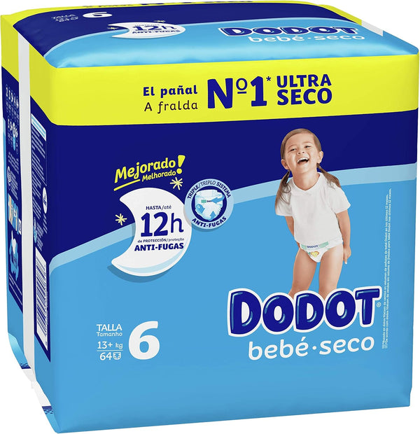 Dodot Pañales Bebé Seco Talla 6 (a partir de 13kg) 66 unidades