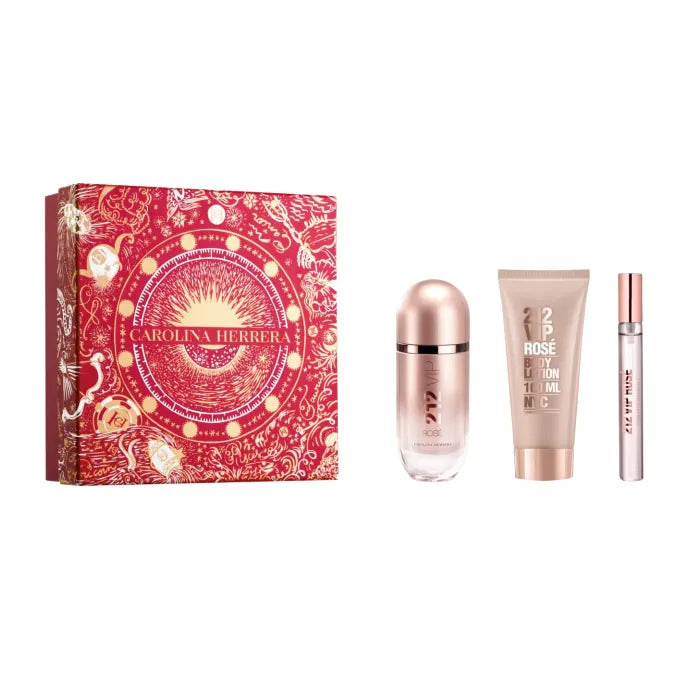 Carolina Herrera 212 Vip Rose Eau De Perfume Spray Set 80ml 3 Piezas Navidad 2023