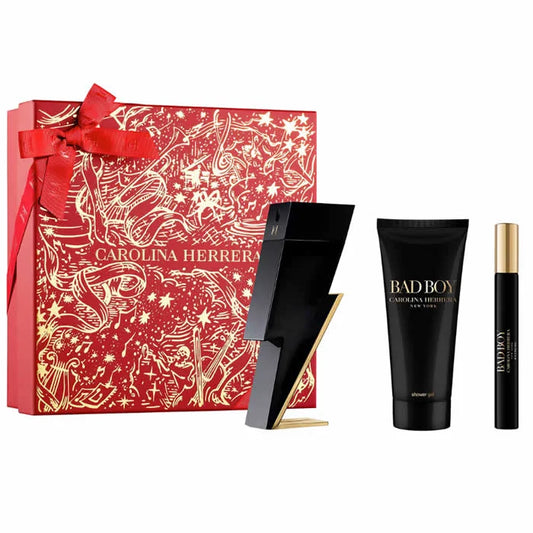 Carolina Herrera Bad Boy Eau De Toilette Spray 100ml Set 3 Pieces