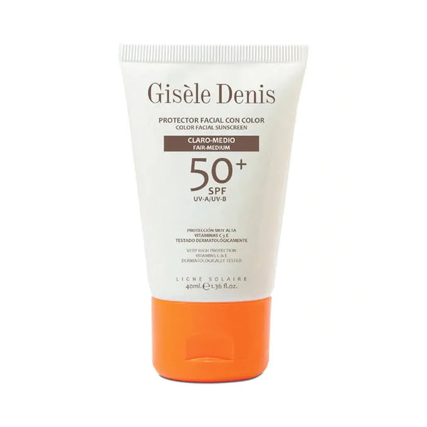 Protector solar facial con color de Gisèle Denis FPS 50+ Claro/Medio 40 ml