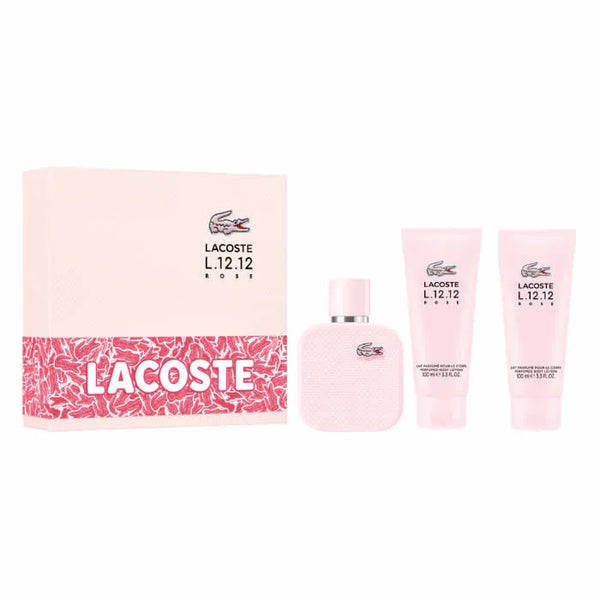 Lacoste L. 12.12 Rose Eau De Parfum Spray 100ml 3-Piece Set
