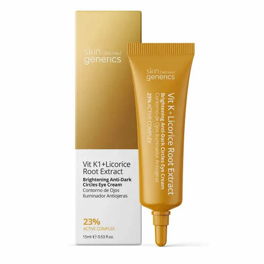 Crema para ojos con extracto de raíz de regaliz y vitamina K1 de Skin Generics, antiojeras, 15 ml
