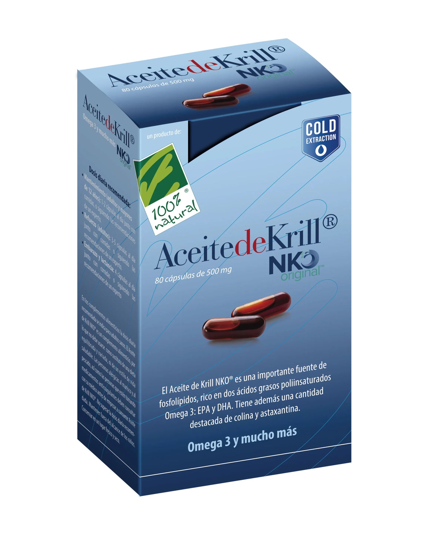 100%natura Aceite De Krill Nko 80 Cápsulas 500 Mg