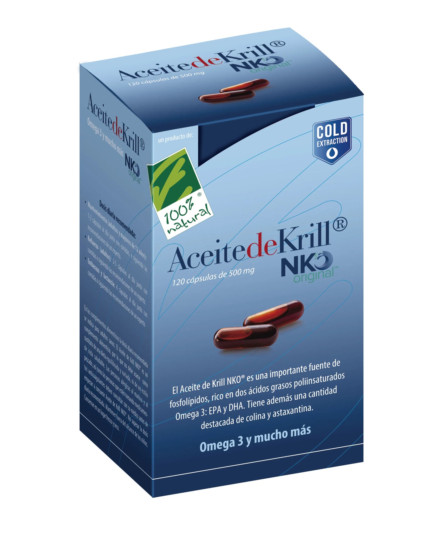 100%natura Aceite De Krill Nko 120 Cápsulas 500 Mg