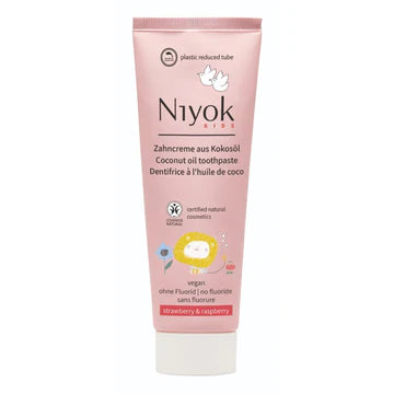 Niyok - Pasta de dientes de aceite de coco natural para niños - Fresa y frambuesa - 75 ml