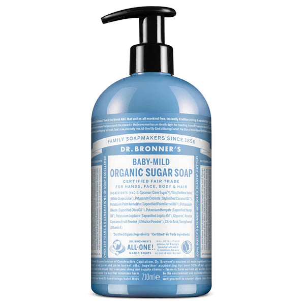 Dr. Bronner's Organic Sugar Soap for Babies, Unscented, 710 ml