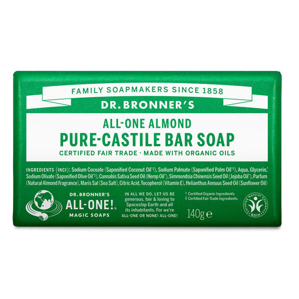 Jabón sólido de almendras orgánico Dr. Bronner's 140 g