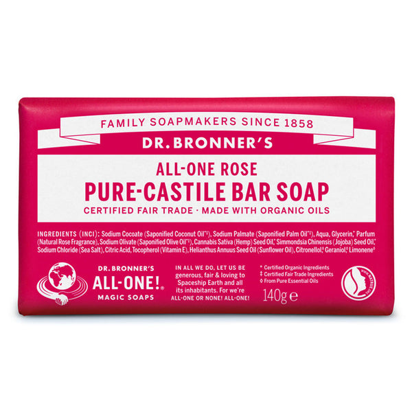 Jabón sólido orgánico Dr. Bronner's, rosa, 140 g
